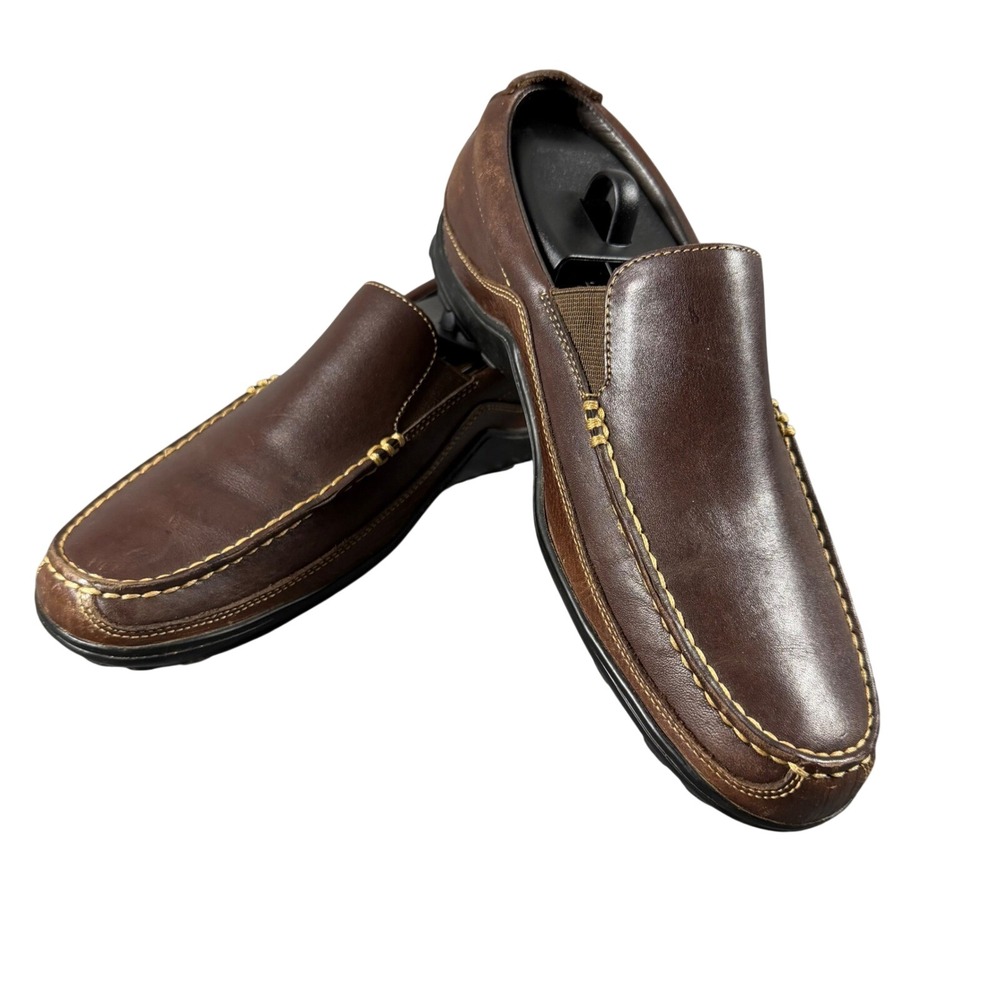 Cole Haan Mens Brown Leather Slip On Loafers Moc Toe Casual Shoes C09928